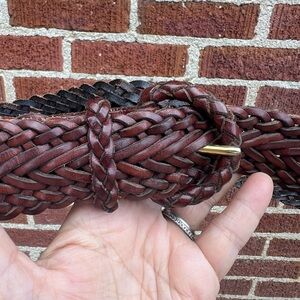 Talbots Genuine Leather Braided Belt size Medium Brown Classic Wardrobe Staple